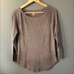 Brown Scoop Neck 3/4 Sleeve Tee